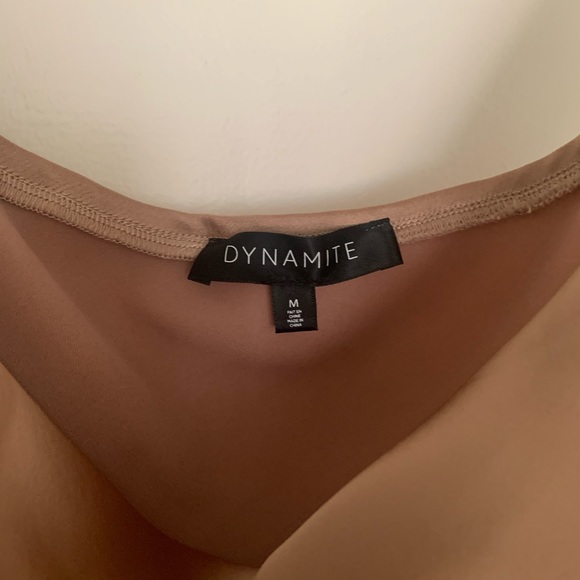 Champagne Mini Satin Long Sleeve Dress - Picture 5 of 5